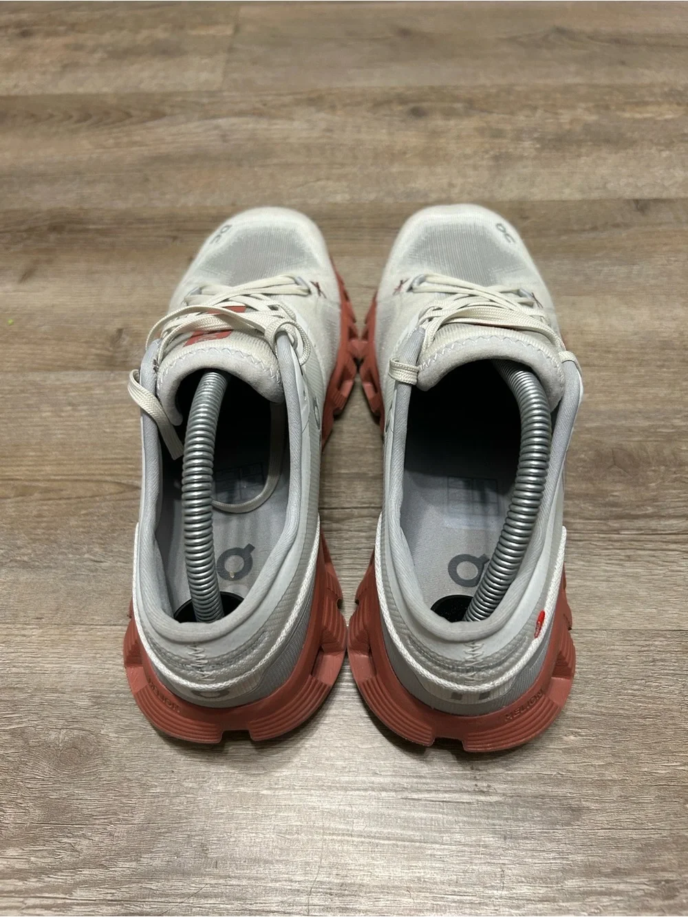 On Running Men's Cloudboom Athletic Shoes - Cream with Rust Accents